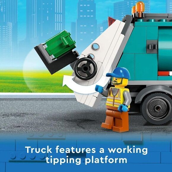 LEGO City Recycling Truck, Toy Vehicle Set with 3 Sorting Bins, Gift Idea for Ki - Picture 2 of 6